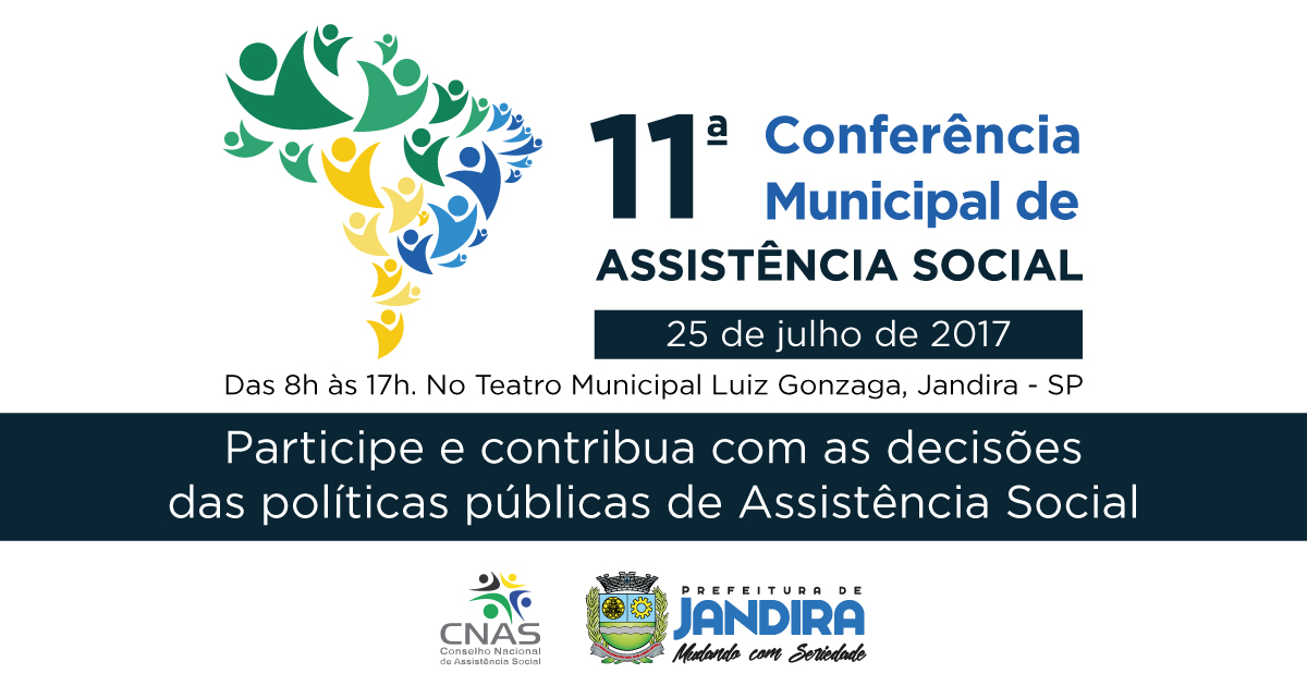 Em 25/7, será realizada, em Jandira, a 11ª Conferência Municipal de Assistência Social, no Teatro Municipal Luiz Gonzaga.