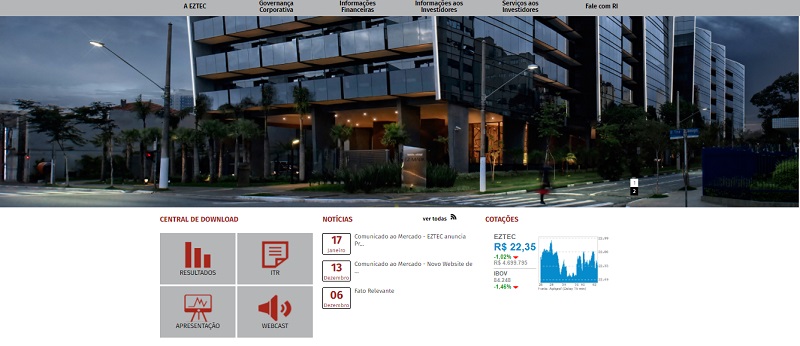 EZTEC apresenta novo website de relação com investidores