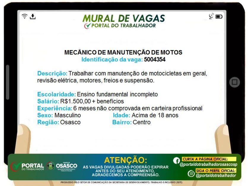 vagas de emprego portal do trabalhador osasco