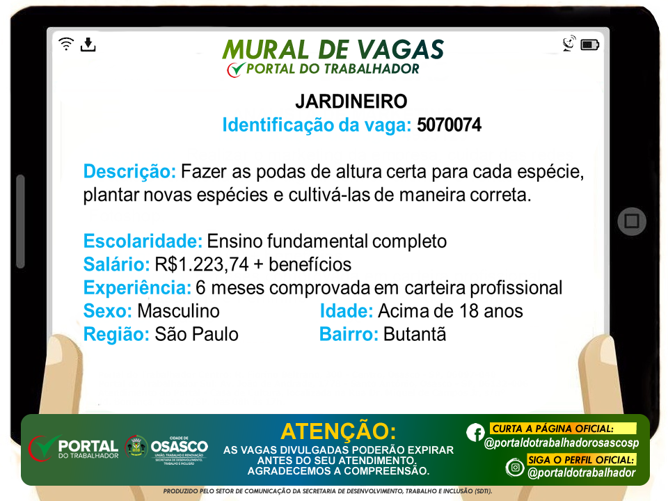 portal do trabalhador vagas de emprego osasco