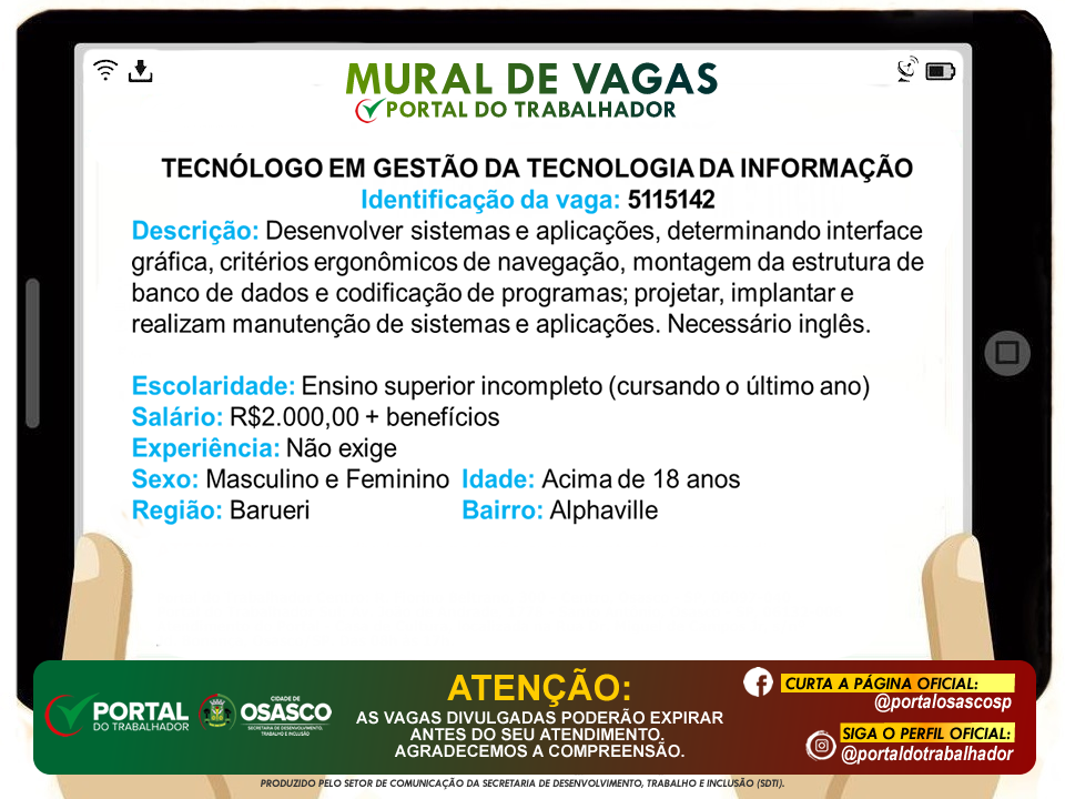vagas portal do trabalhador osasco