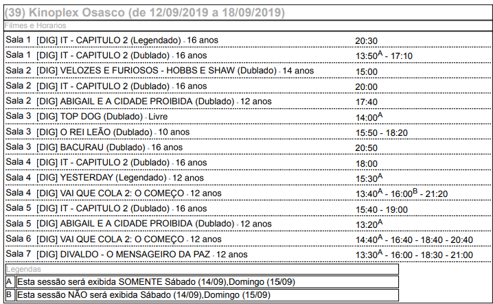 programação kinoplex osasco