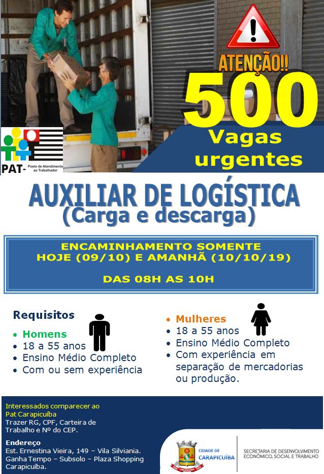 vagas emprego pat carapicuíba