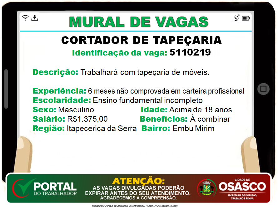 vagas de emprego portal do trabalhador osasco