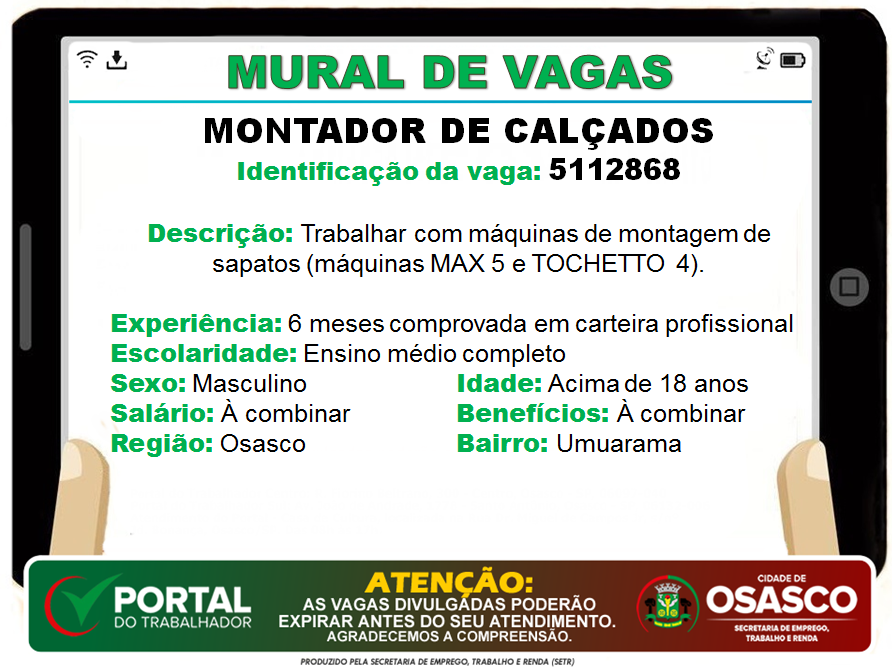 vagas de emprego portal do trabalhador osasco