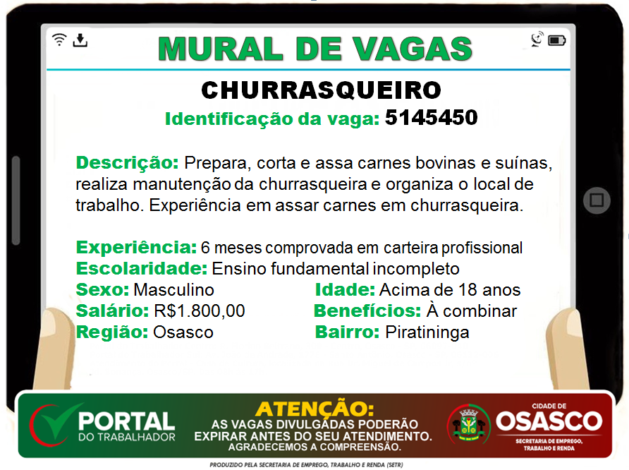 vagas de emprego portal do trabalhador osasco