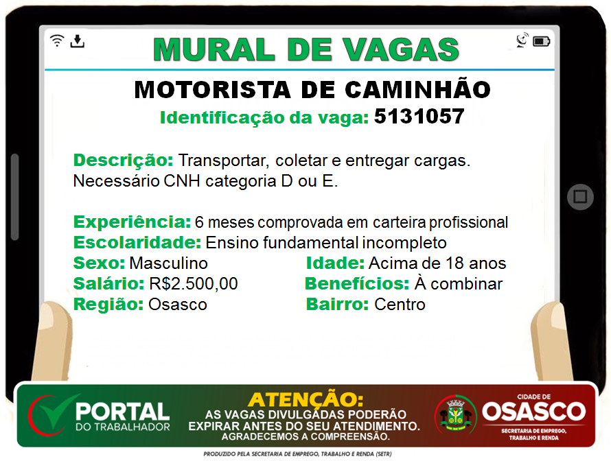 vagas de emprego portal do trabalhador osasco