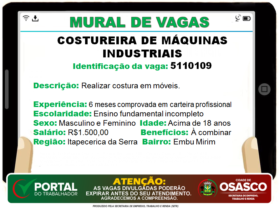 vagas de emprego portal do trabalhador osasco