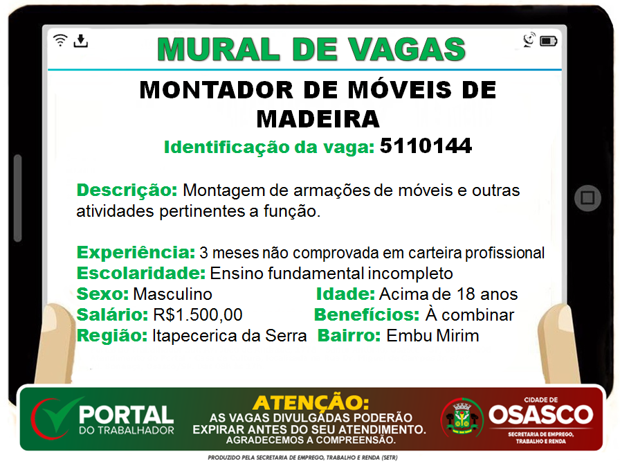 vagas de emprego portal do trabalhador osasco