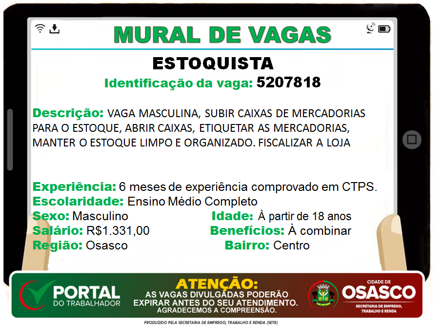 vagas de emprego portal do trabalhador osasco