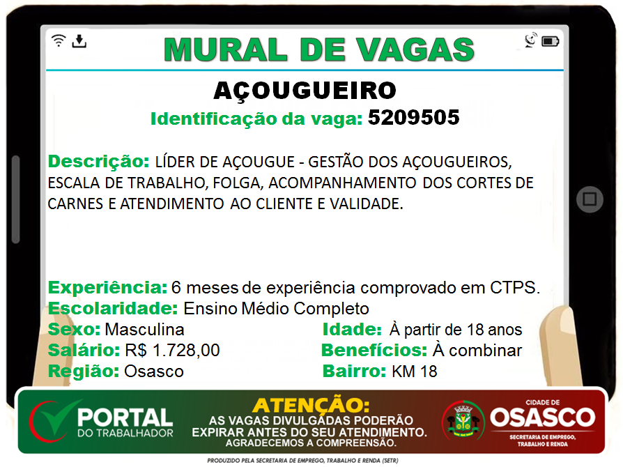 vagas de emprego portal do trabalhador osasco