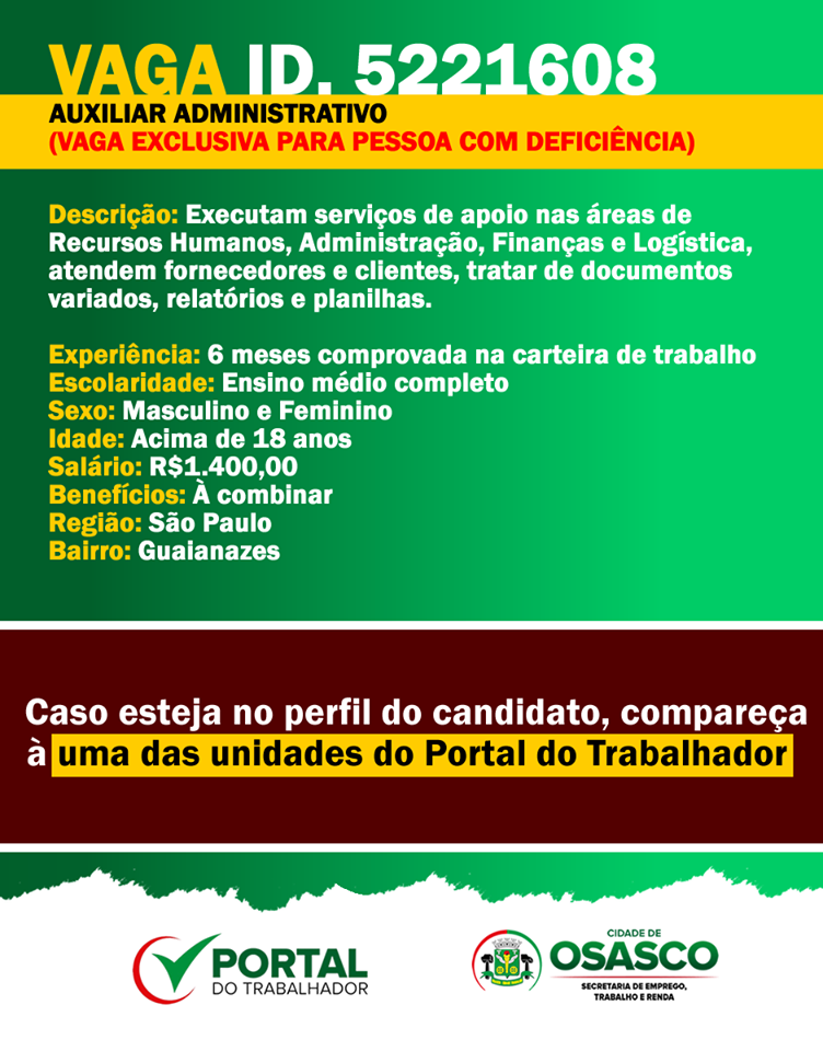 vagas de emprego portal do trabalhador osasco