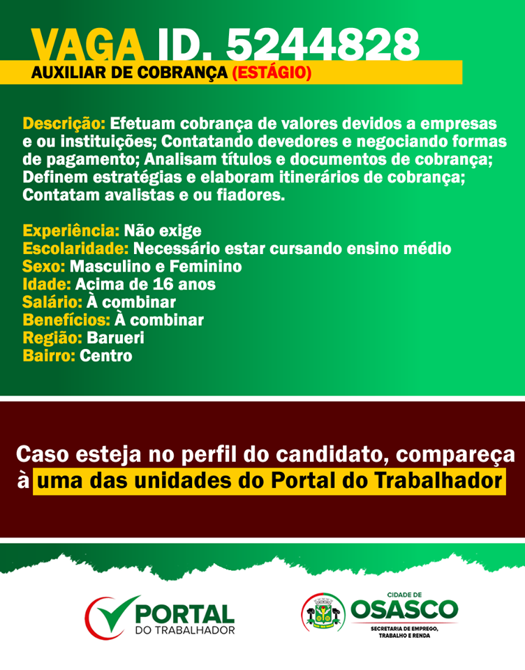 vagas de emprego portal do trabalhador osasco