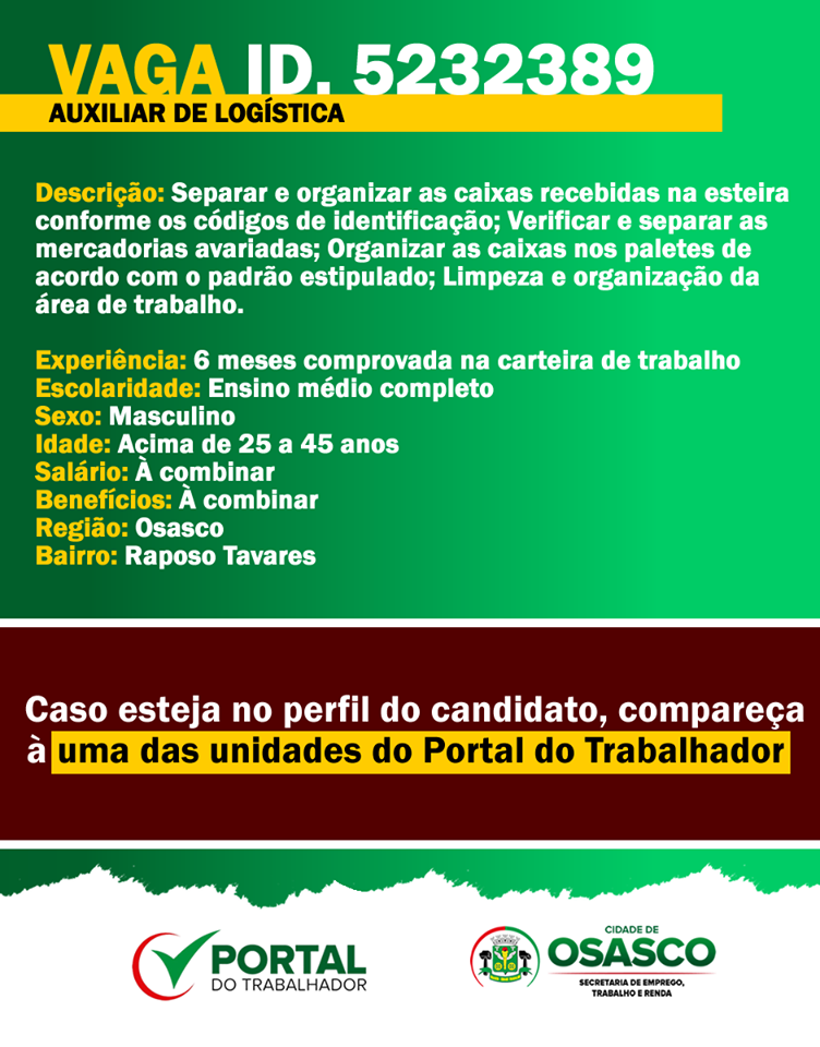 vagas de emprego portal do trabalhador osasco