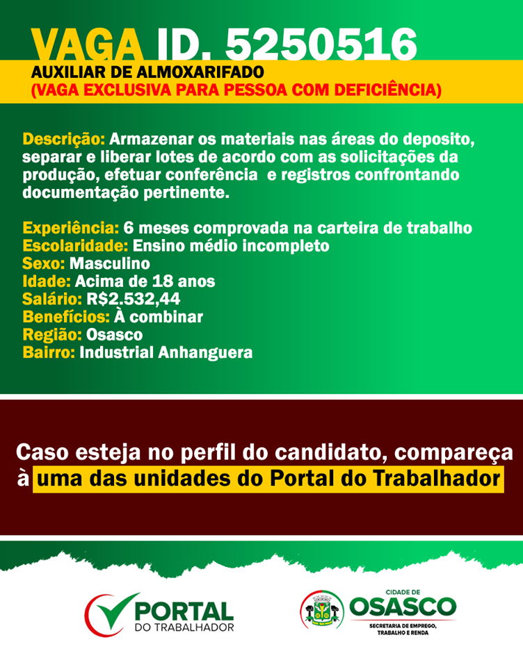 vagas de emprego portal do trabalhador osasco