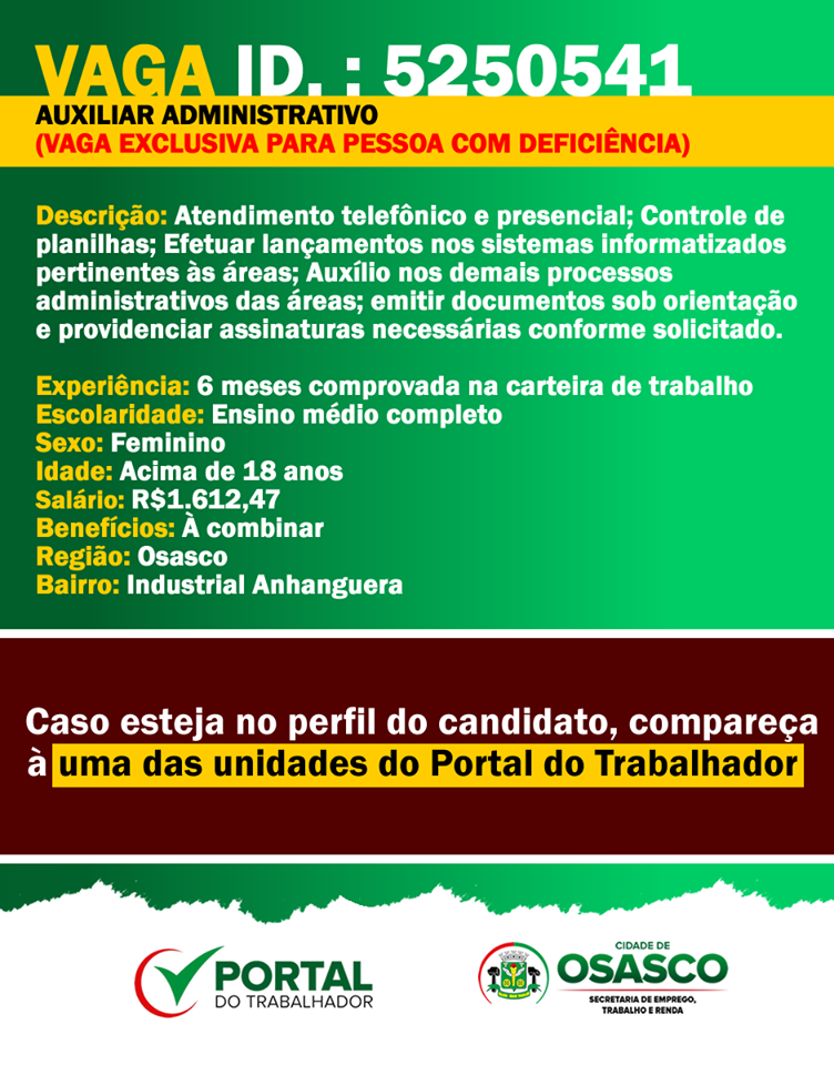 vagas de emprego portal do trabalhador osasco