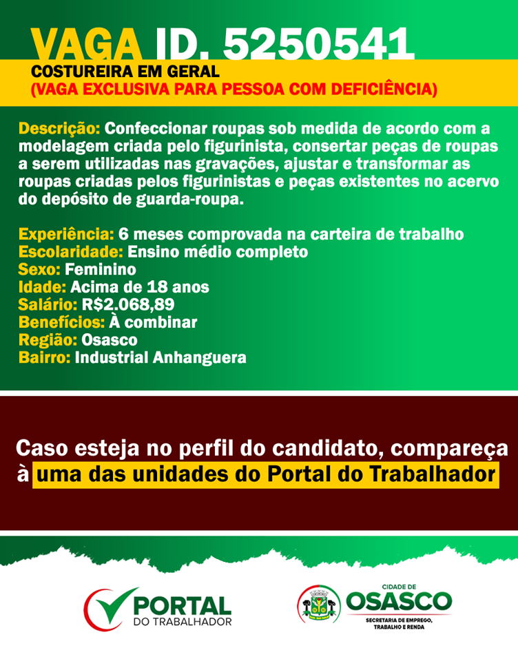 vagas de emprego portal do trabalhador osasco