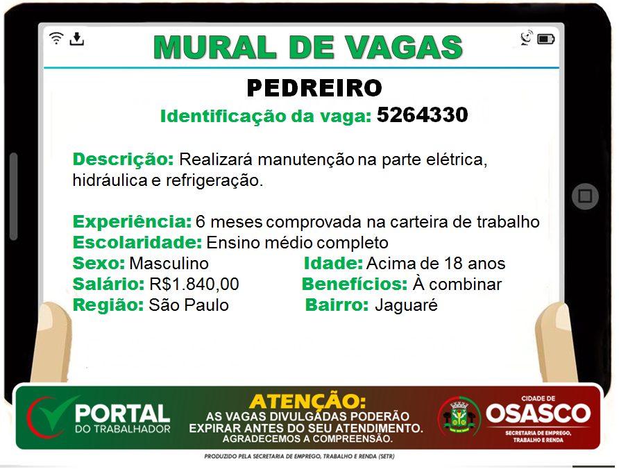 vagas de emprego portal do trabalhador osasco