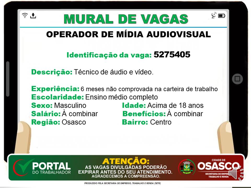 vagas de emprego portal do trabalhador osasco