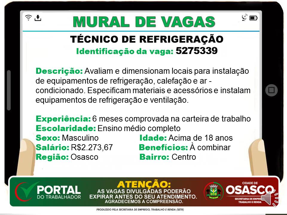 vagas de emprego portal do trabalhador osasco