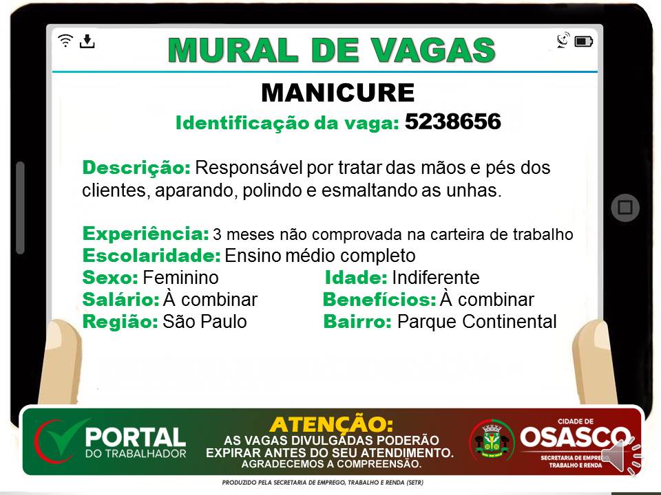 vagas de emprego portal do trabalhador osasco