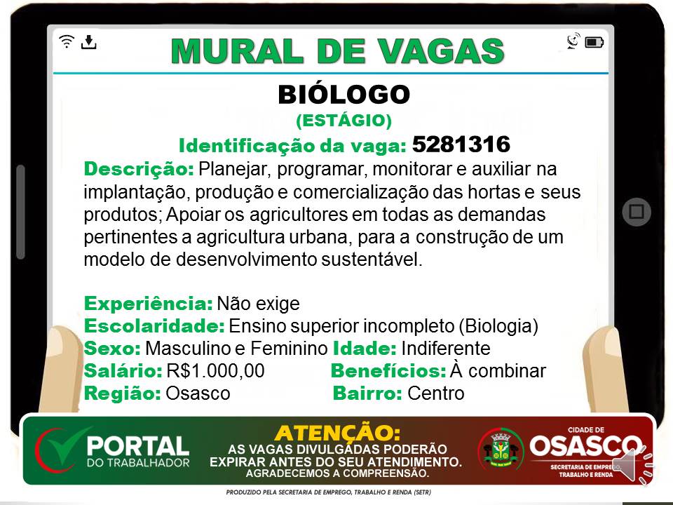 vagas de emprego portal do trabalhador osasco