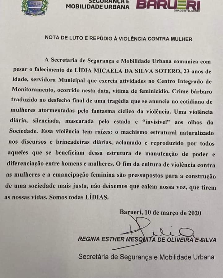 nota da secretaria de segurança de barueri