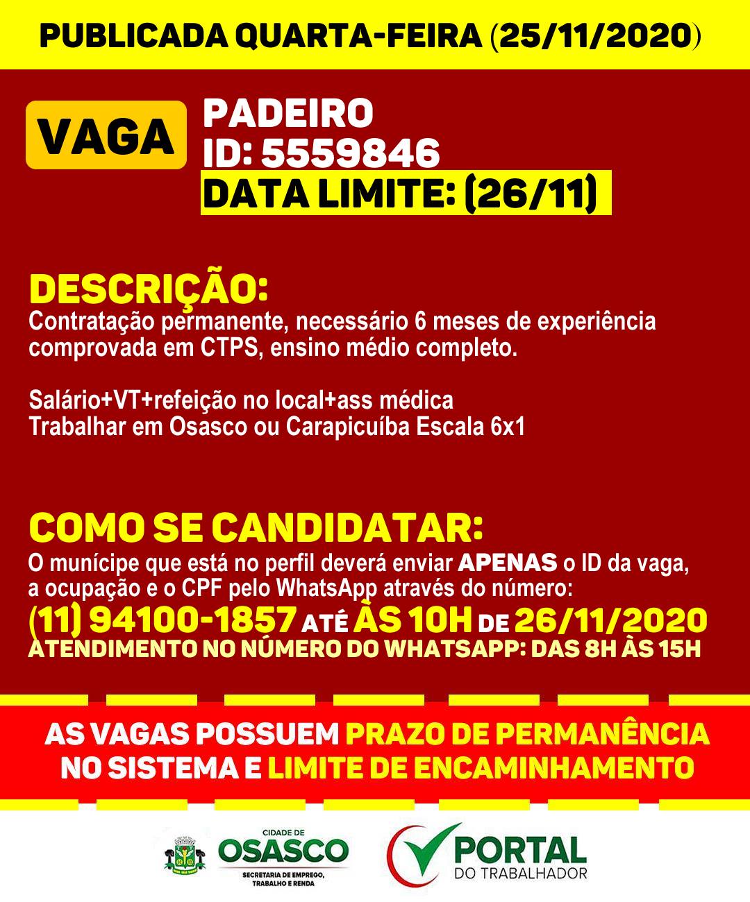 vaga portal do trabalhador osasco