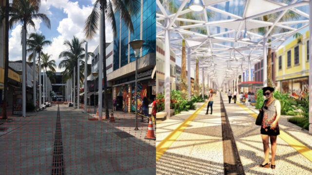 Obra de modernização que inclui cobertura do calçadão de Osasco avança