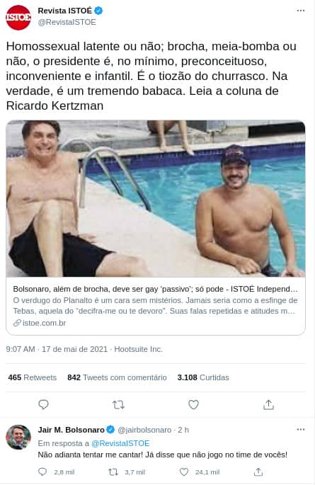 resposta bolsonaro istoe