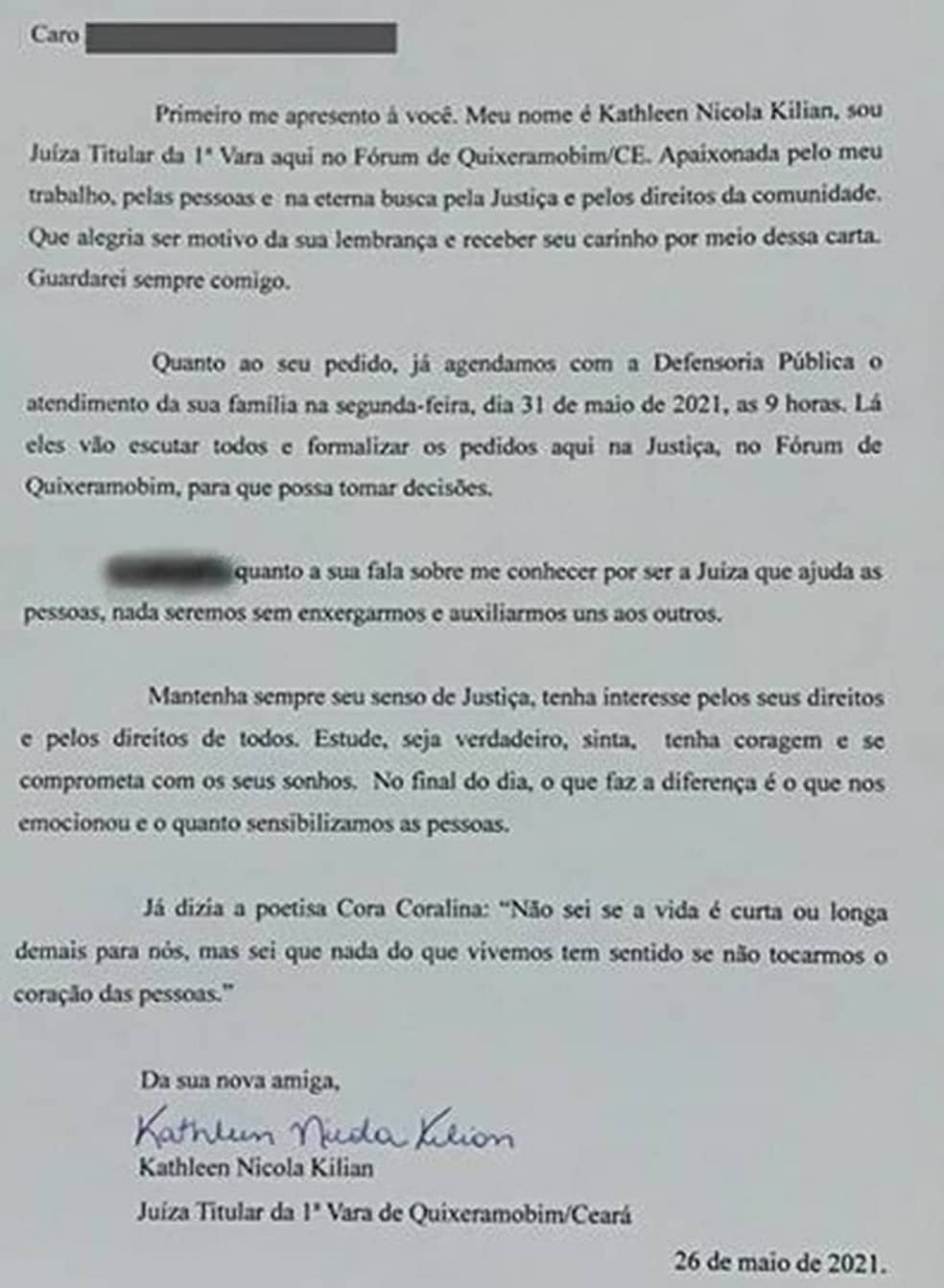 resposta ao menino que escreveu carta