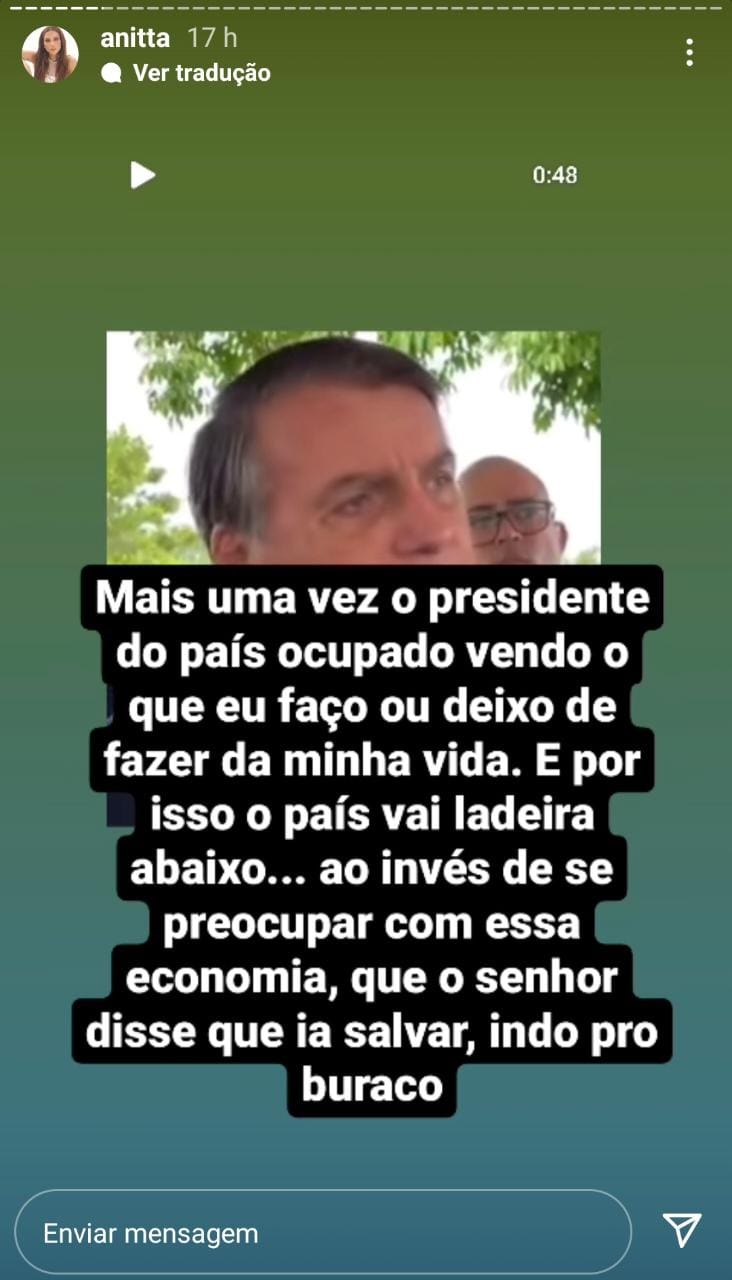 anitta critica bolsonaro