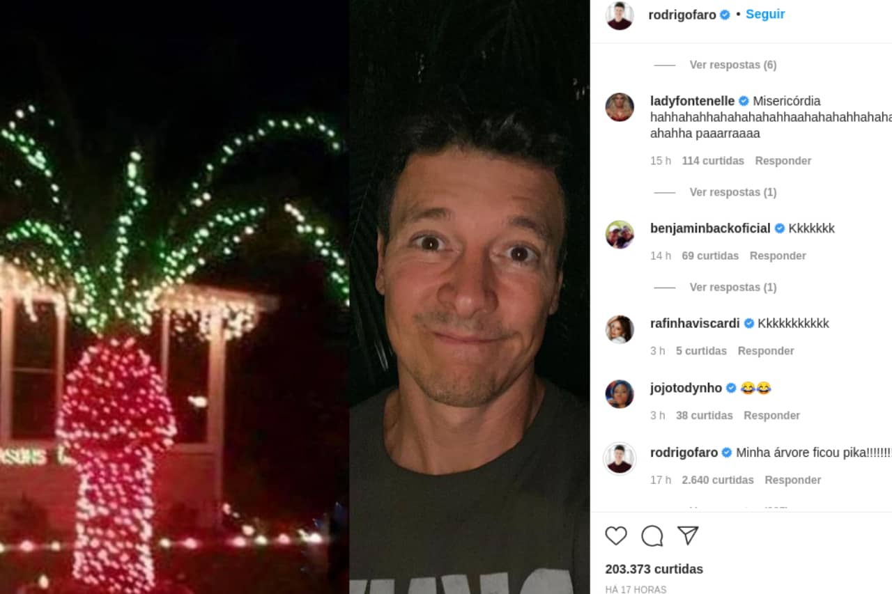 Rodrigo Faro exibe árvore de Natal inusitada e vira piada na web: “Parece  entrada de motel”