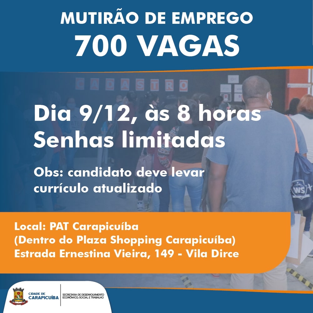 vagas mutirão emprego carapicuíba