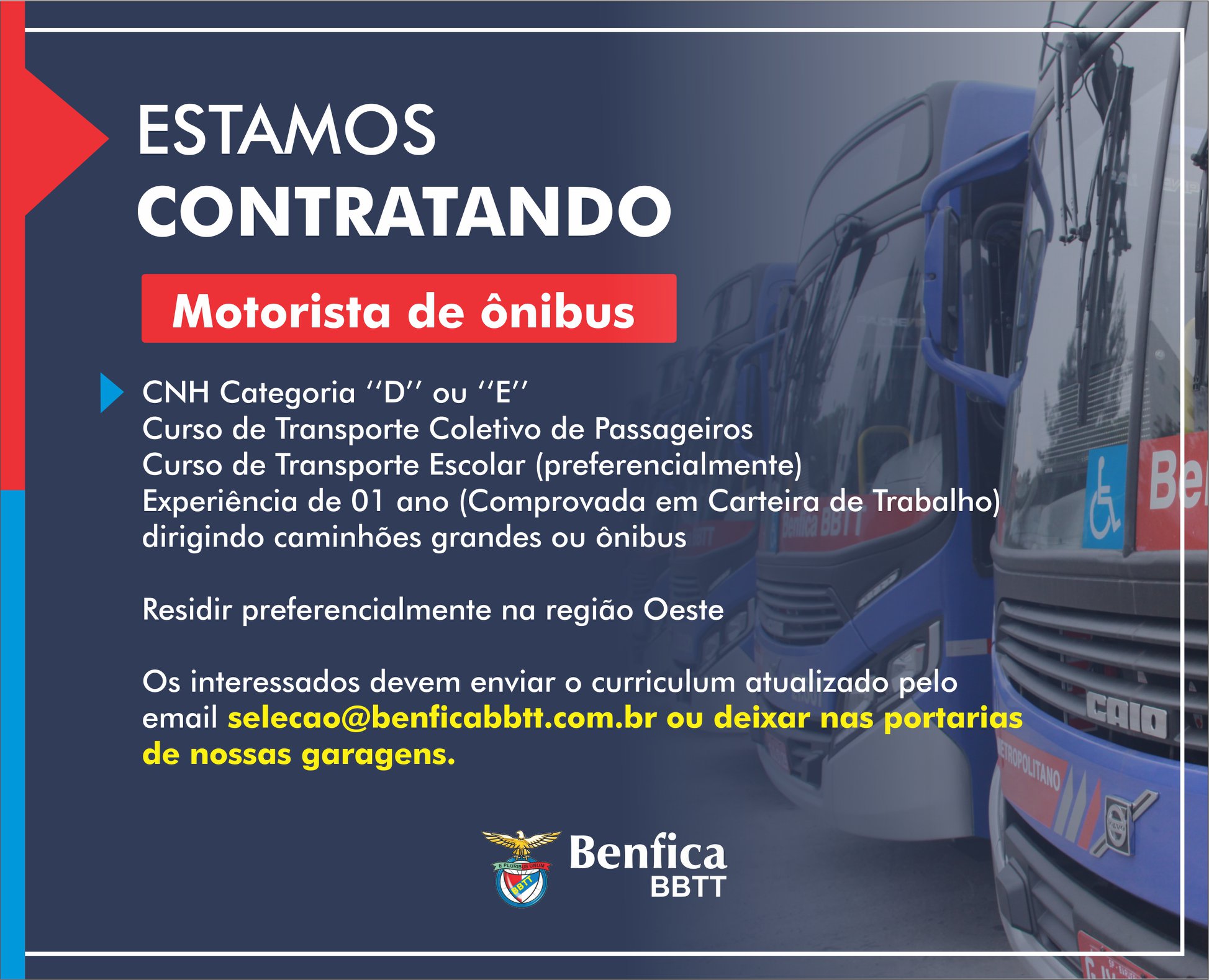 vagas motorista de ônibus benfica barueri itapevi