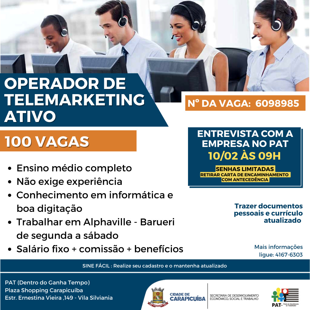 vagas telemarketing