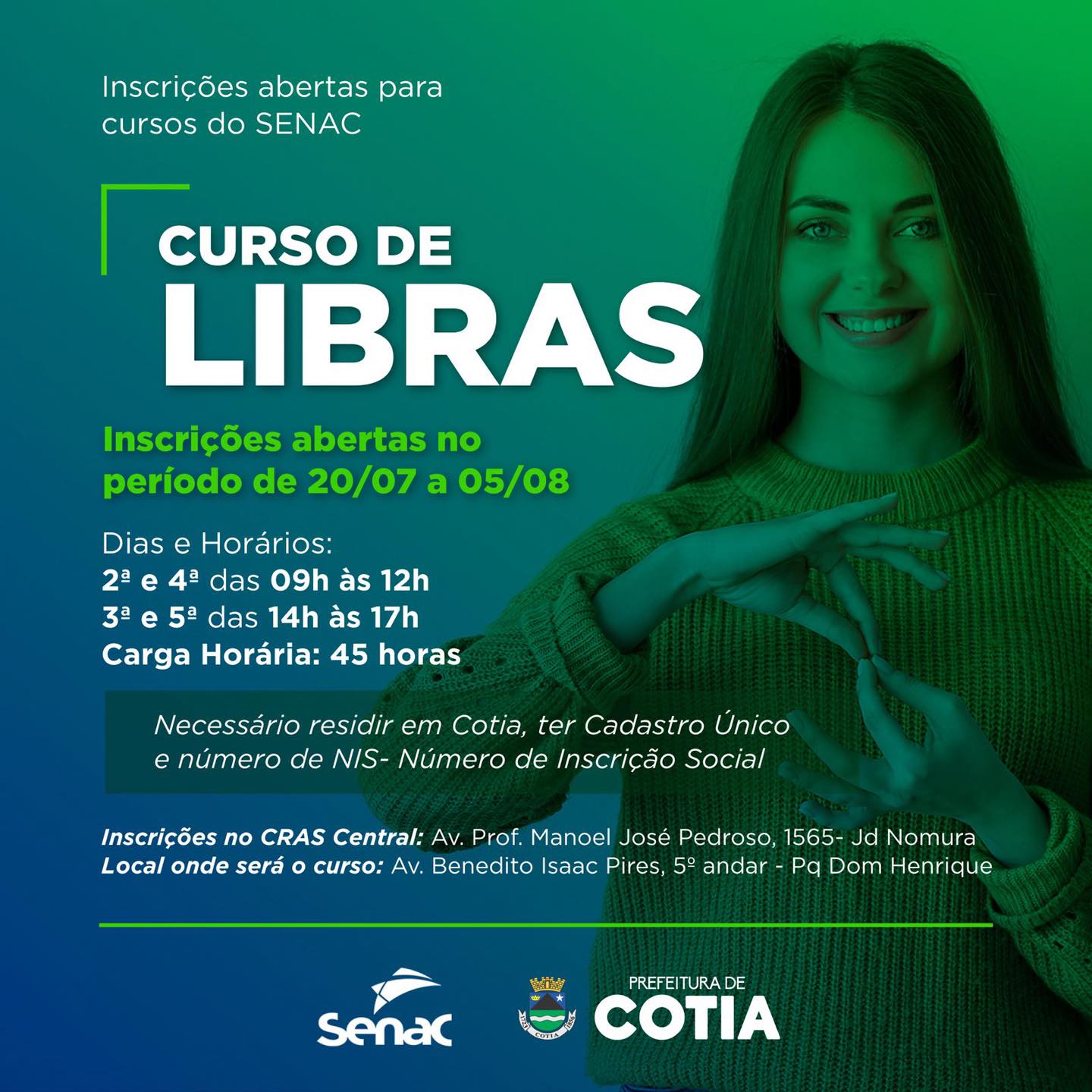 curso gratuito libras cotia