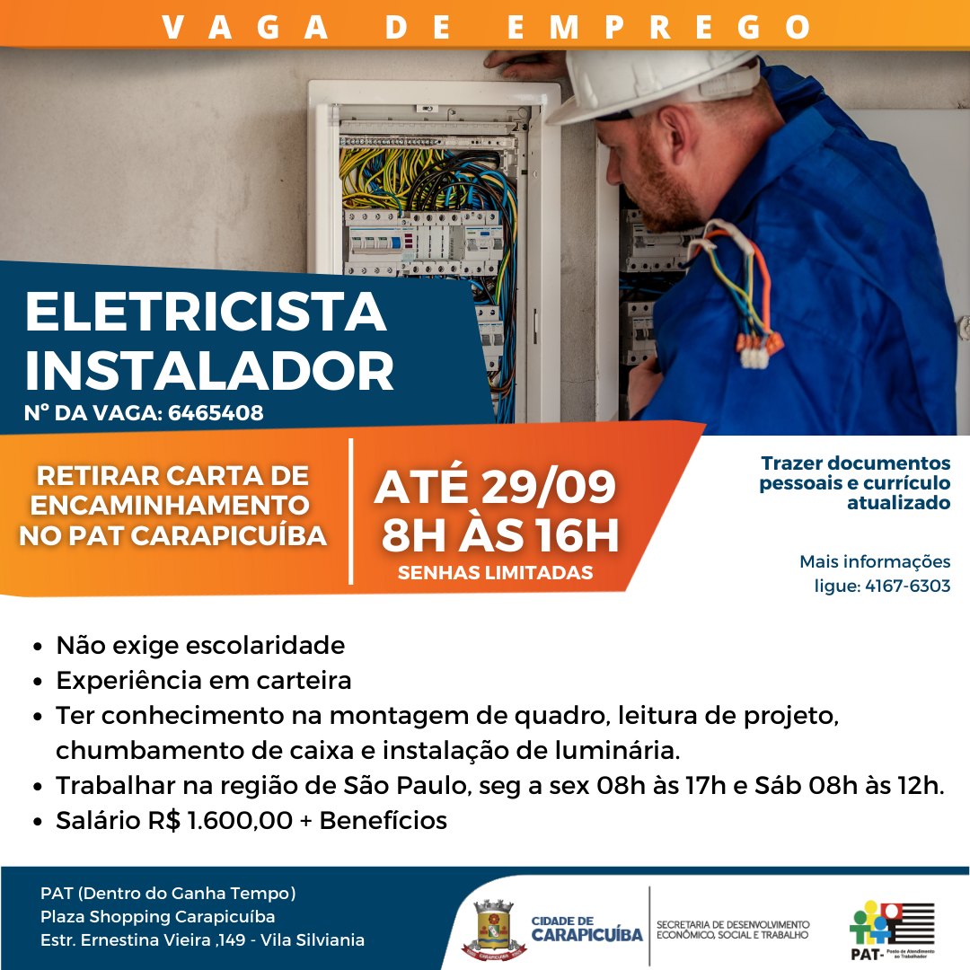 vagas de emprego carapicuíba