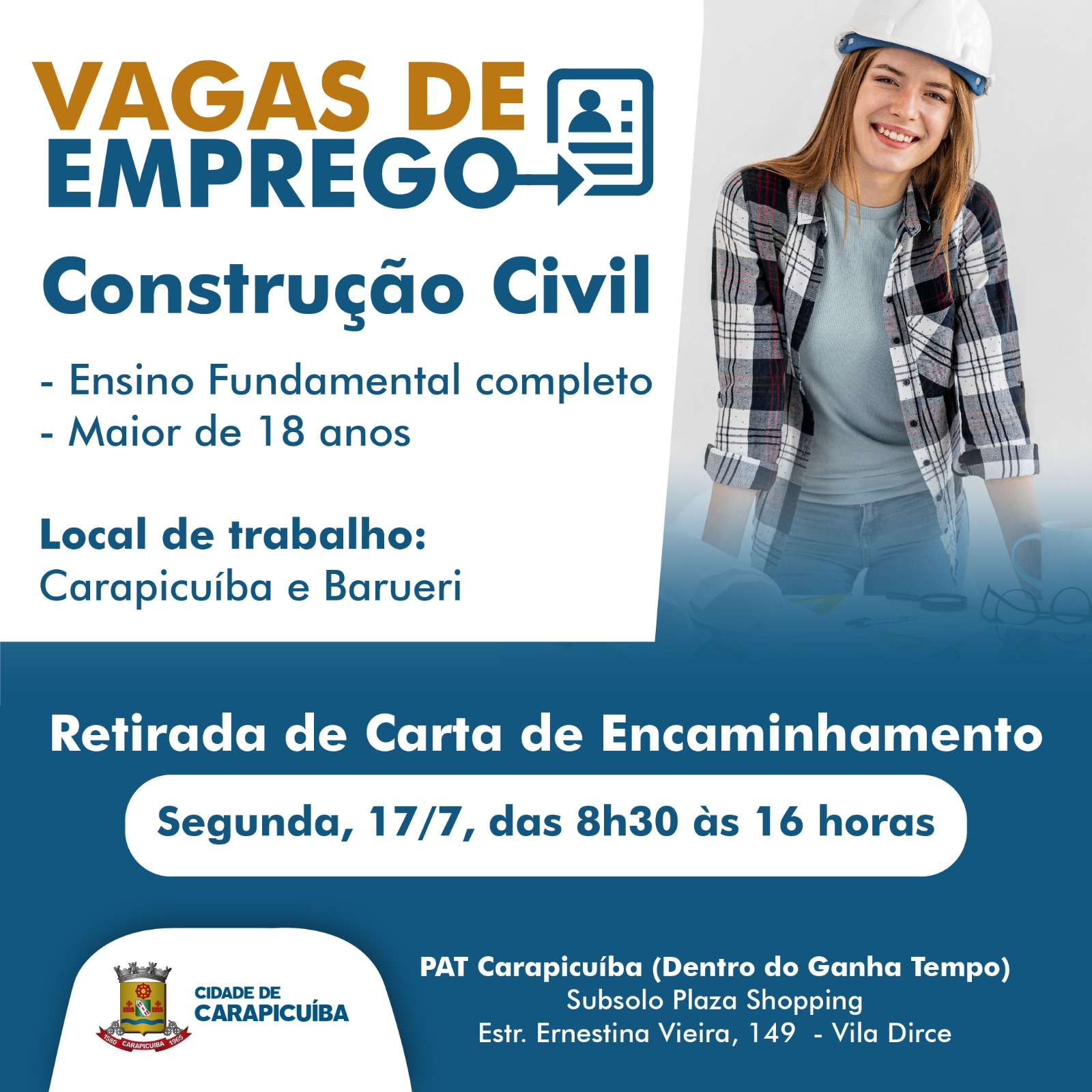 vagas de emprego carapicuíba pat