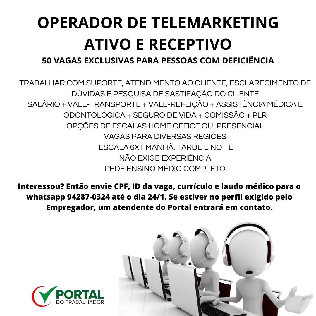 vagas operador de telemarketing